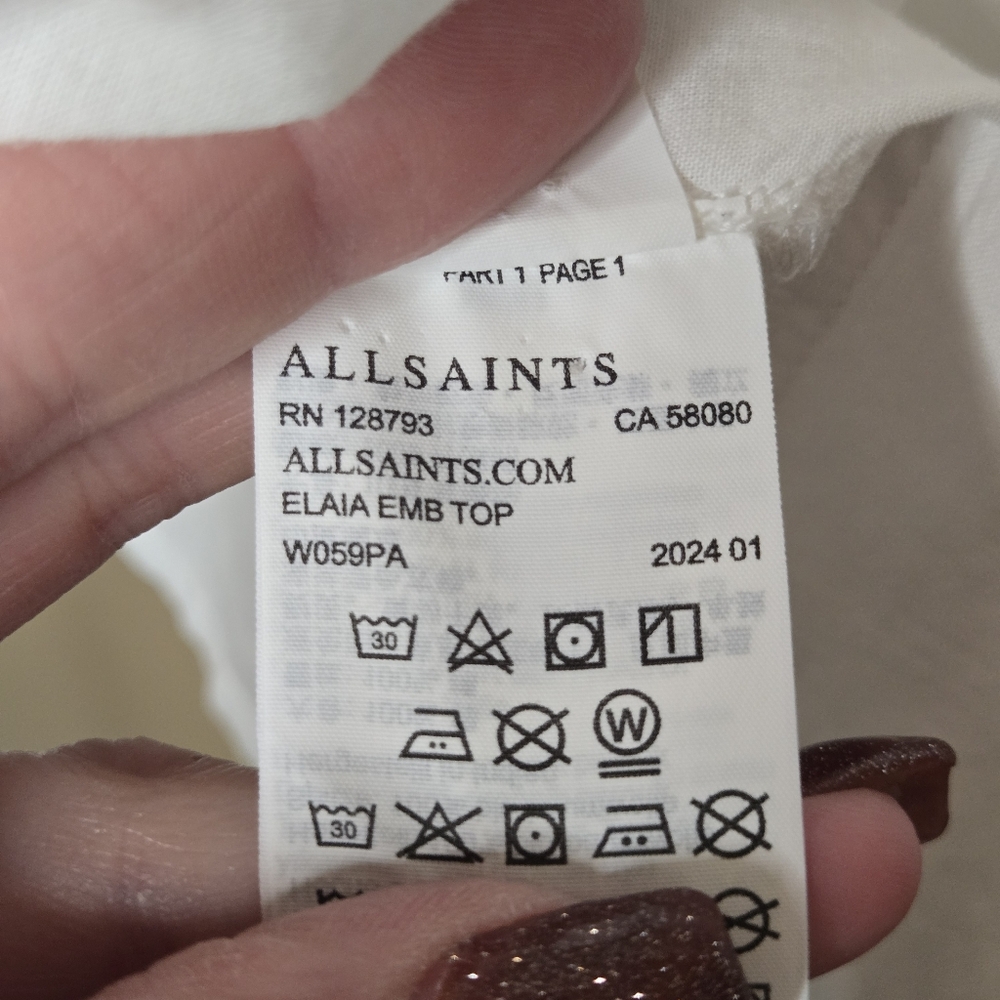 All Saints Elaia Embroidered Lace Trim Top - Picture 11 of 12